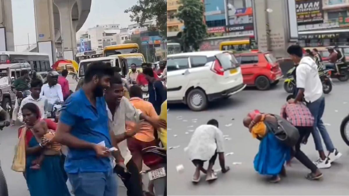 VIDEO: YouTuber & Instagram Influencer Throws Money On Busy Road; Risks People's Lives For Reels In Hyderabad